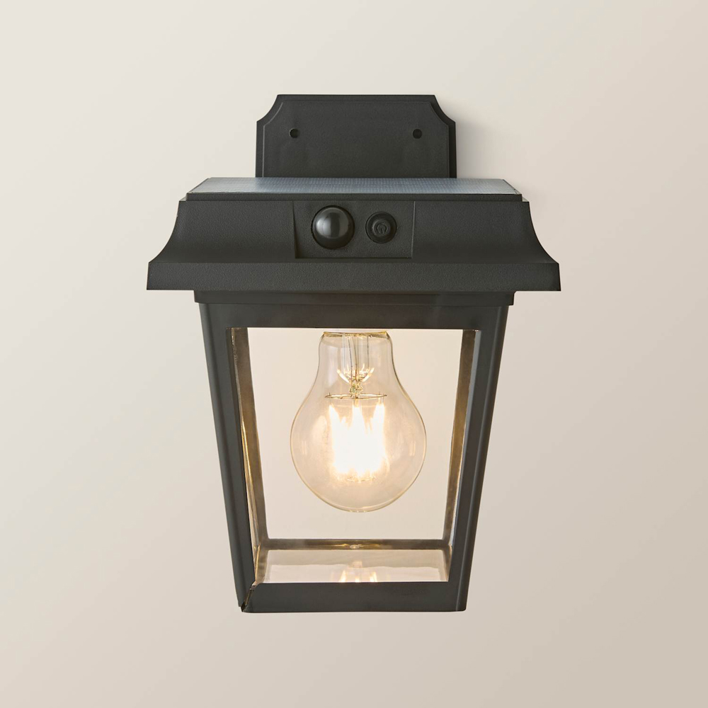 ValueLights Matte Black Solar LED Outdoor Wall Light with PIR Motion Sensor Image 4