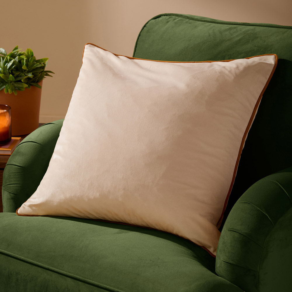 Furn Meridian Ecru and Ginger Velvet Cushion 45 x 45cm Image 2