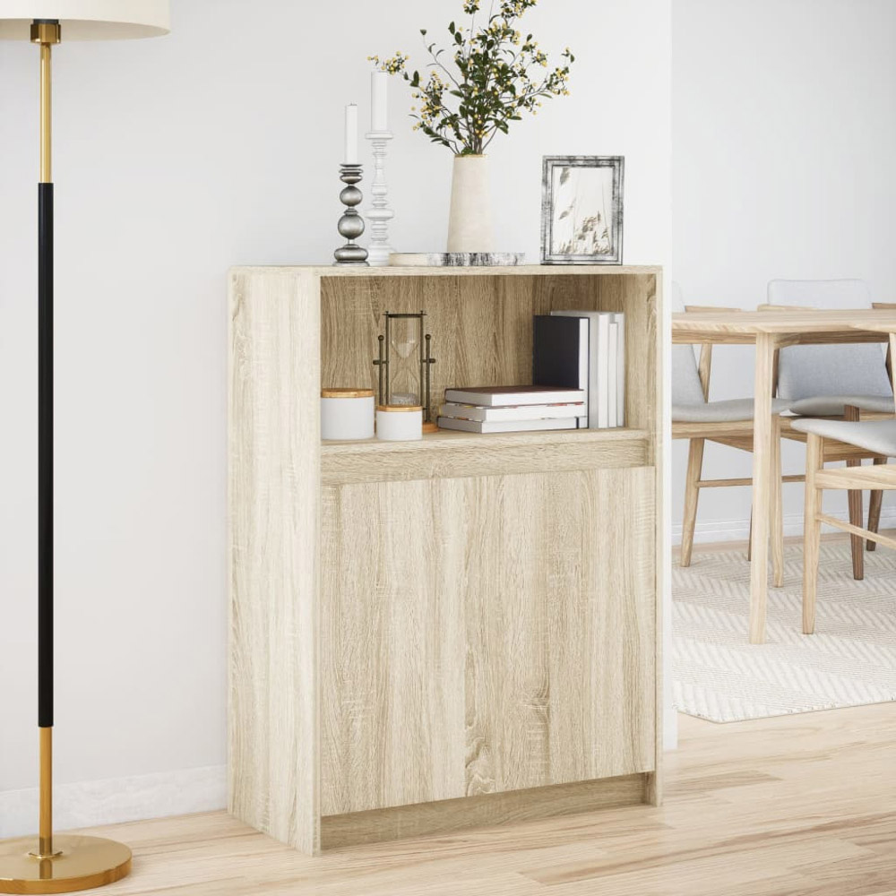 vidaXL Single Door Single Shelf Sonoma Oak Sideboard with LED Lights Image 4