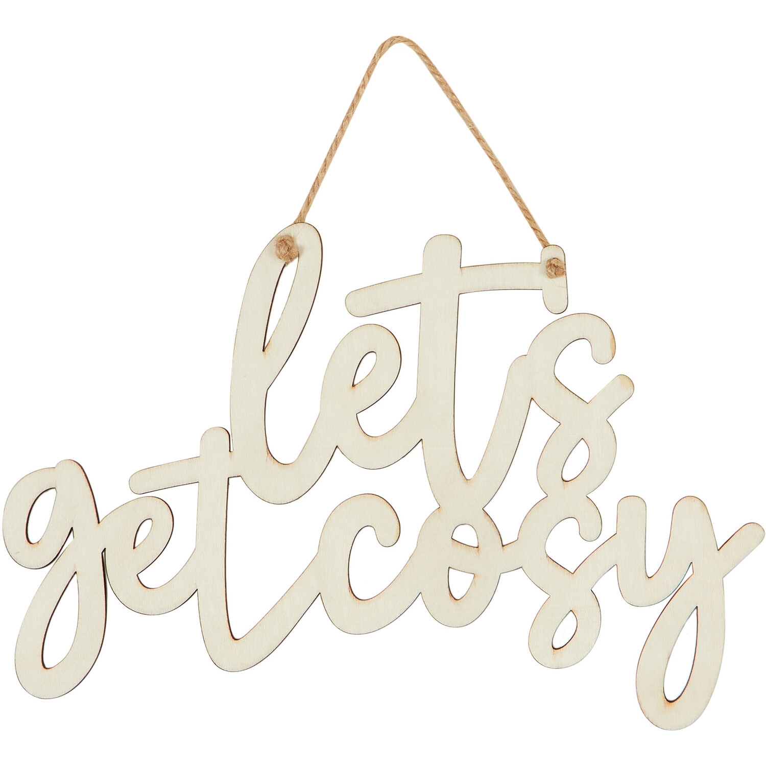 Lets Get Cosy Hanging Wooden Sign Image 1
