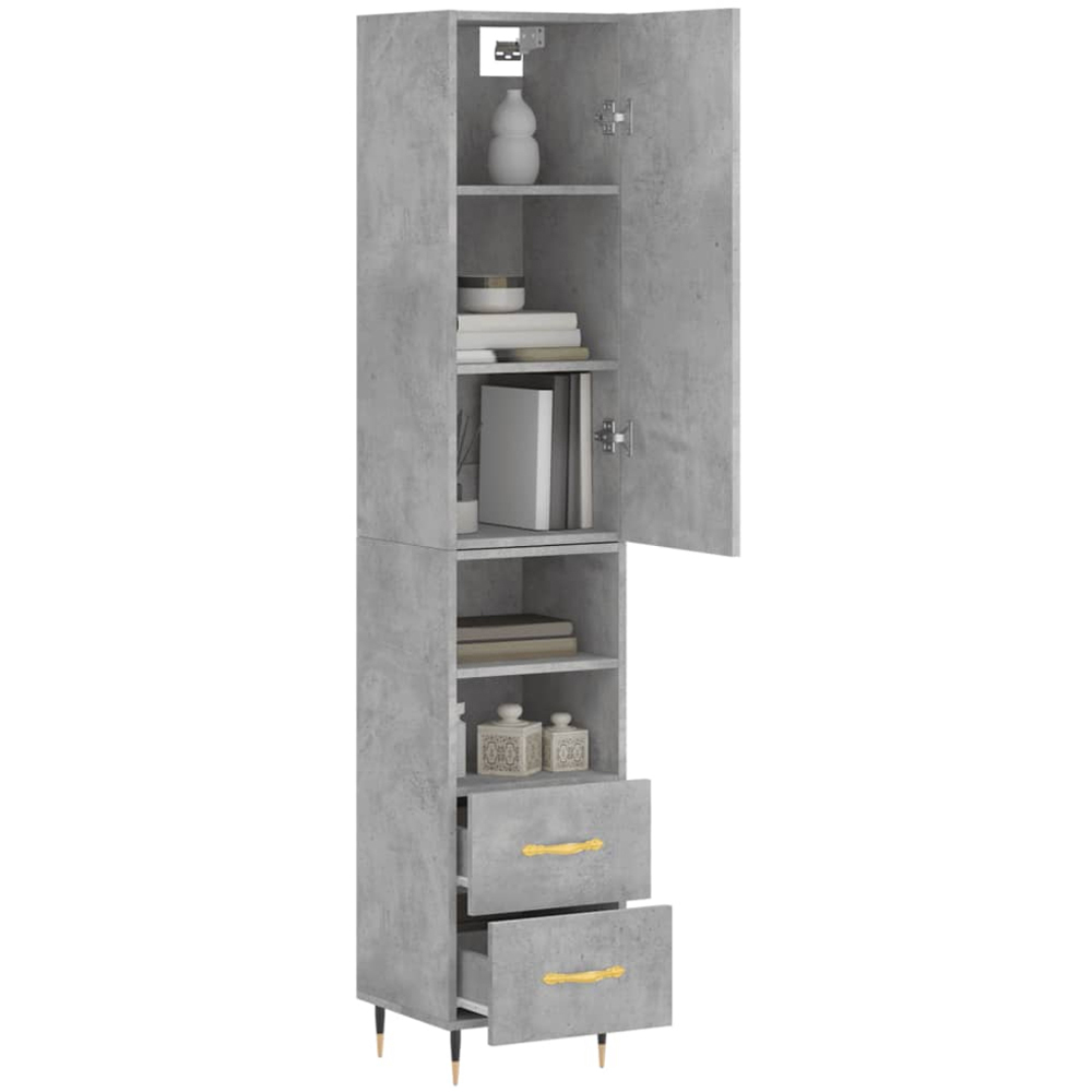 vidaXL Single Door 2 Drawer 2 Shelf Concrete Grey Highboard Image 3