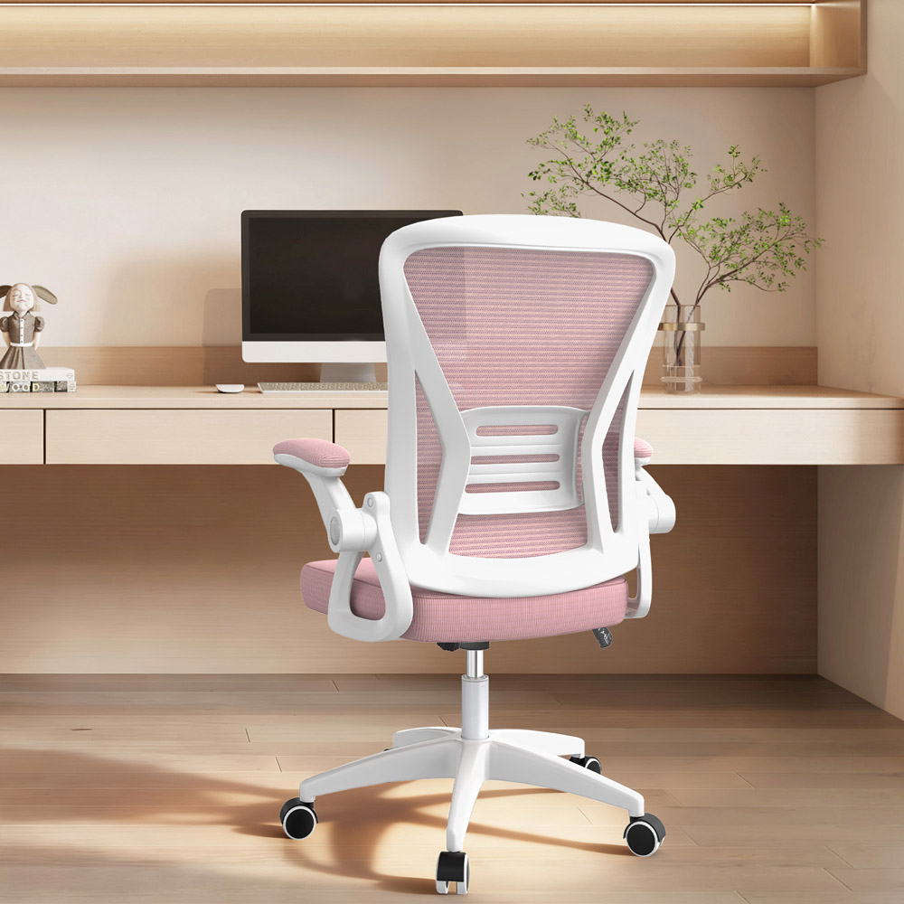 Rattrix Pink Office Chair with Flip-Up Armrest and Lumbar Support Image 7