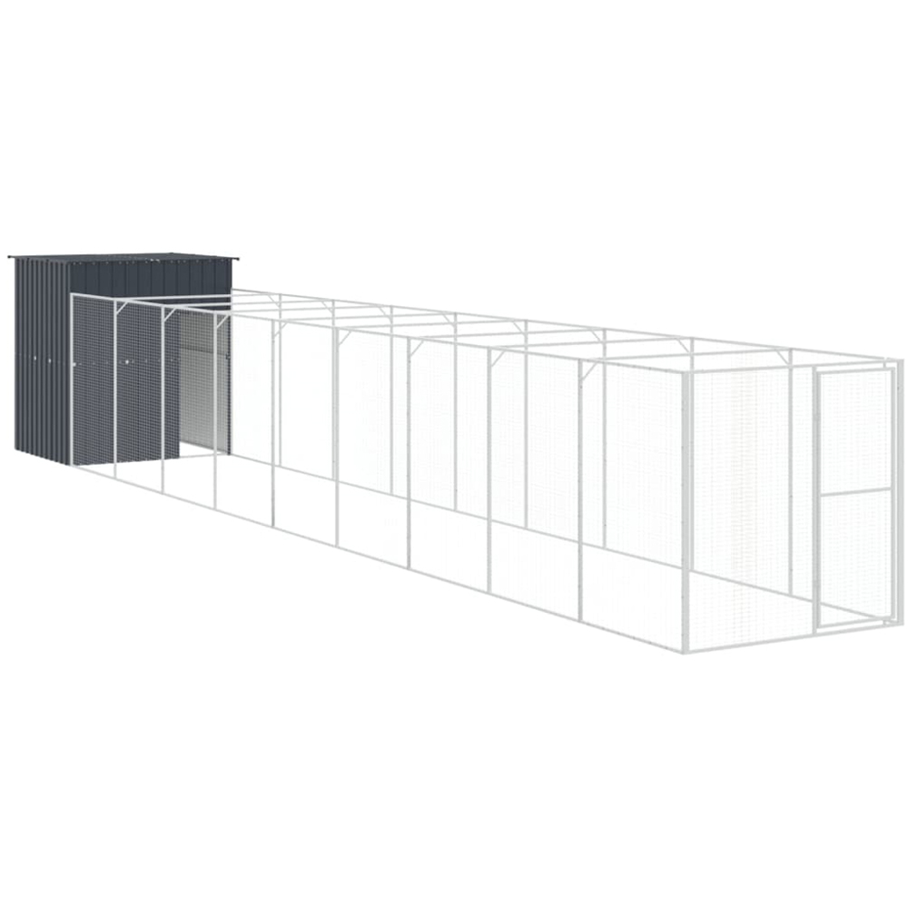 vidaXL Anthracite Galvanised Steel Kennel with Run 165 x 1067 x 181cm Image 2