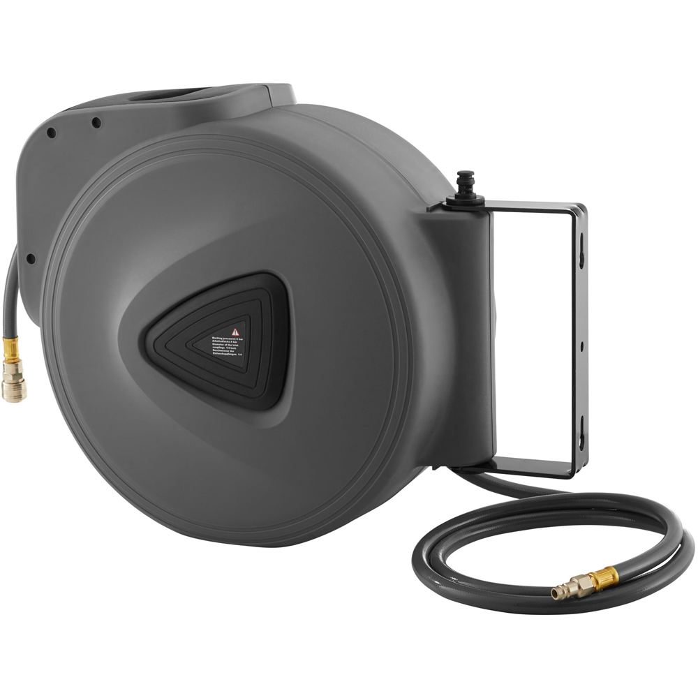 tectake Grey Portable Compressed Air Hose with Reel Image 2