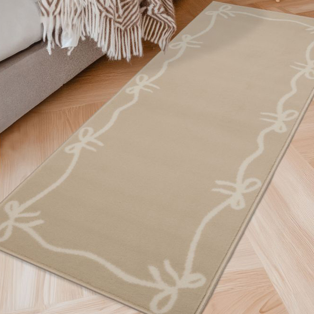 Homemaker Maestro Natural Bow Border Runner 67 x 200cm Image 1