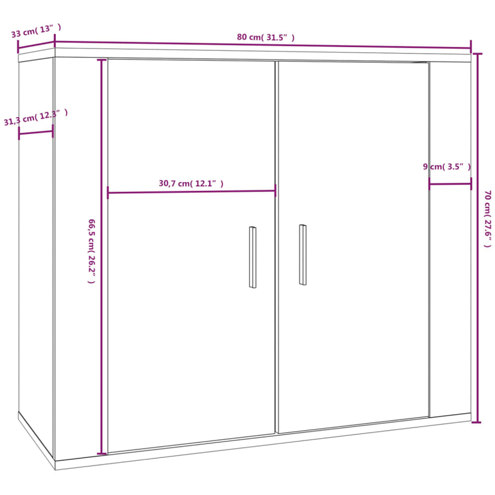 vidaXL 2 Door White Sideboard Image 9