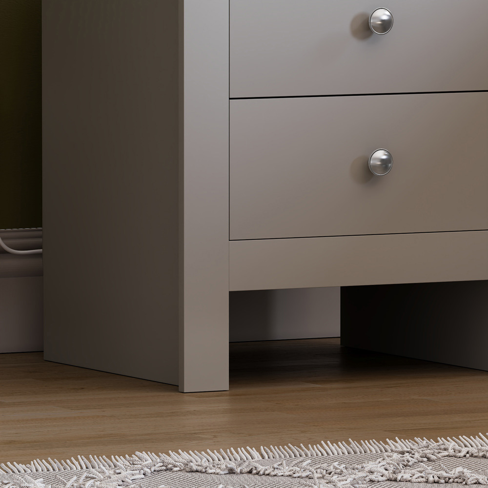 Vida Designs Arlington 2 Drawer Grey Bedside Table Image 4