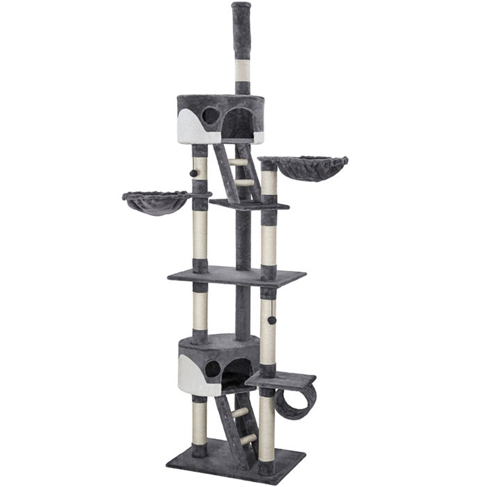 tectake Hansi Grey Cat Tree with Scratching Posts 260cm Image 1
