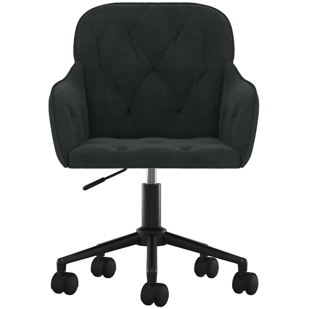 vidaXL Black Velvet Height-Adjustable Swivel Office Chair with Wheels Image 3