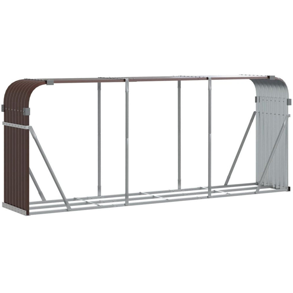 vidaXL Brown Galvanised Steel Firewood Log Holder 100 x 234 x 45cm Image 1