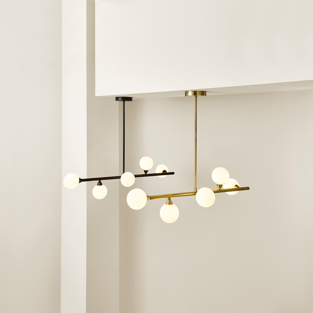 ValueLights Fallon Frosted Glass Globe Shade Gold Ceiling Light Bar with Bulb Image 6