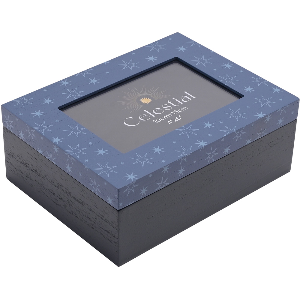 The Christmas Gift Co Blue Celestial Storage Box with Photo Aperture Image 1