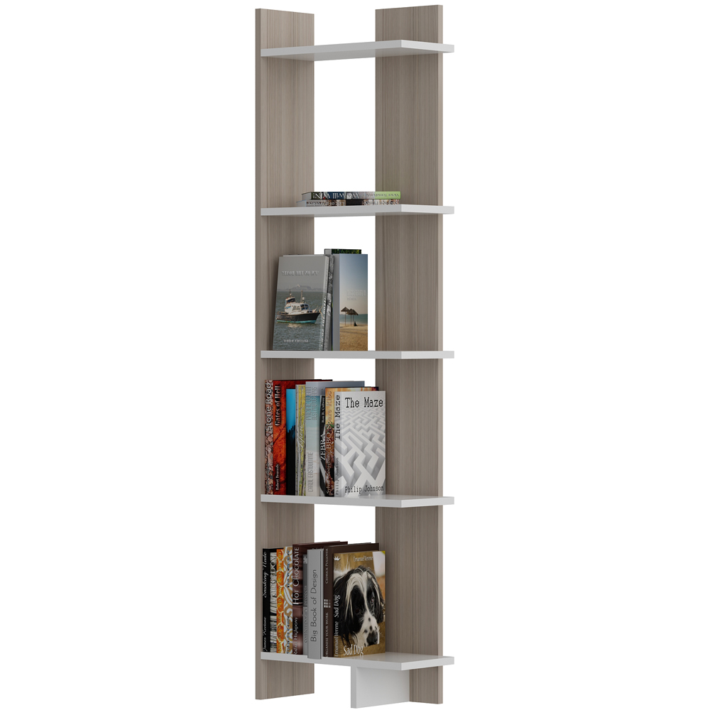 Decorotika Alis 5 Tier Cordoba and White Corner Bookcase Image 2