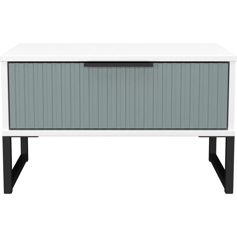 Crowndale Fluted Single Drawer Duck and White Matt Wide Side Table Ready Assembled Image 2