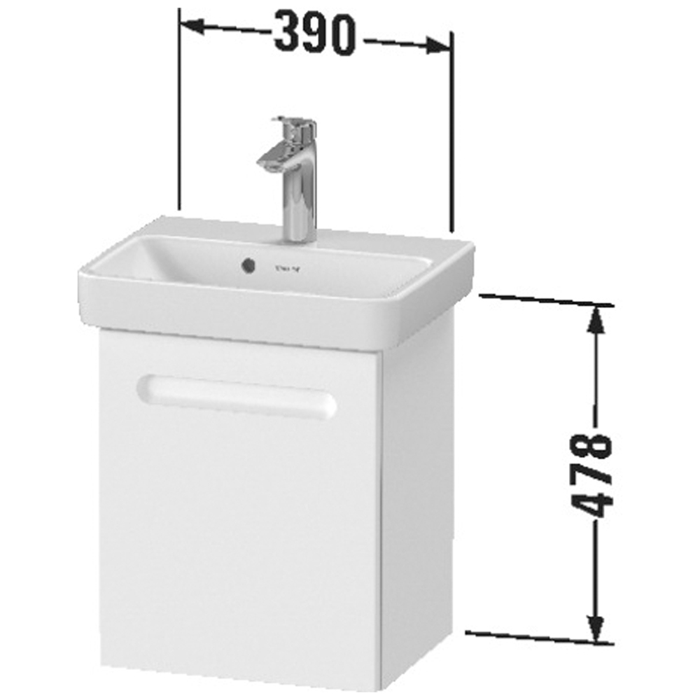 Duravit No.1 Right Hand Matt Graphite Wall Hung Vanity Unit 478 x 390mm Image 2