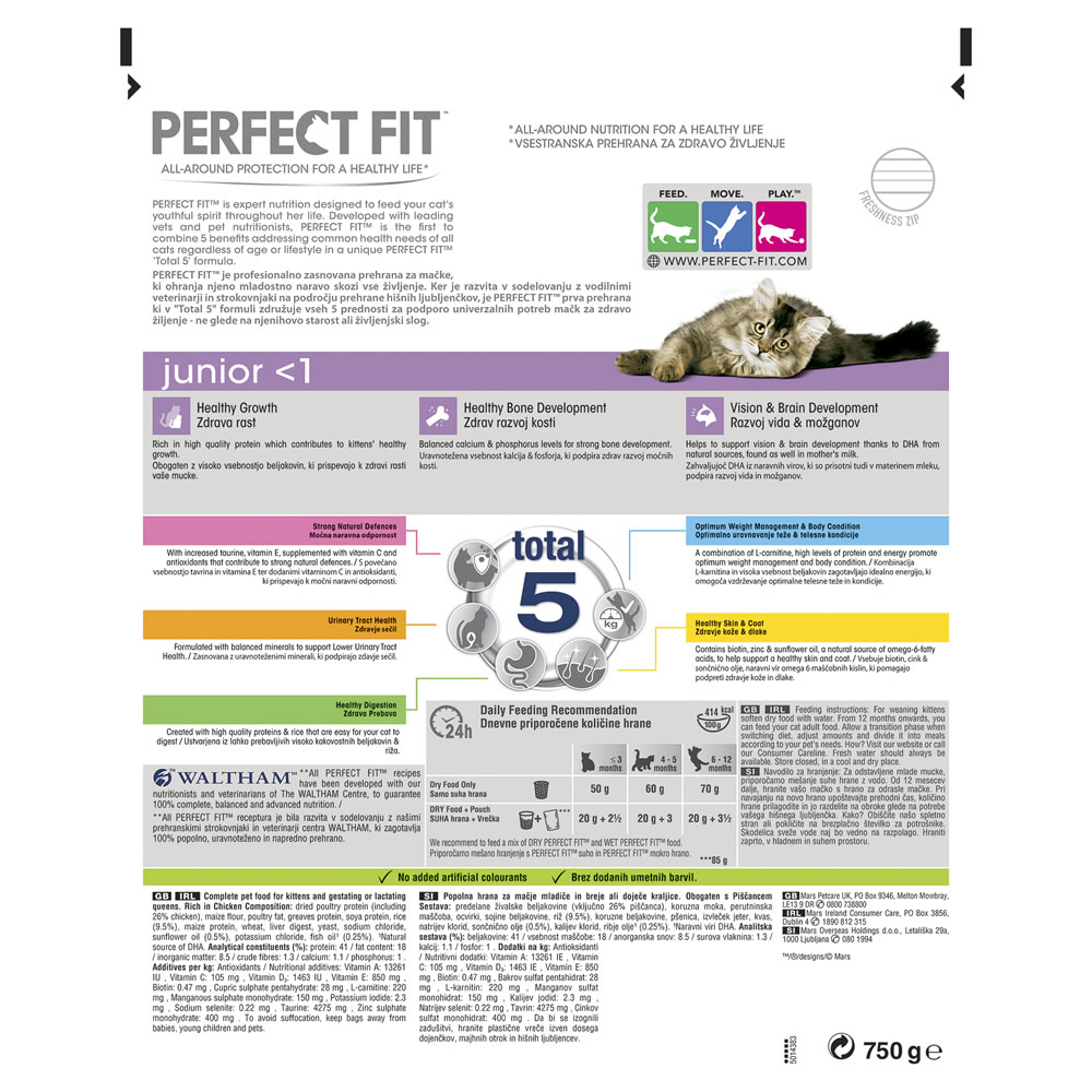 Perfect Fit Complete Chicken Junior Dry Cat Food 750g Image 3
