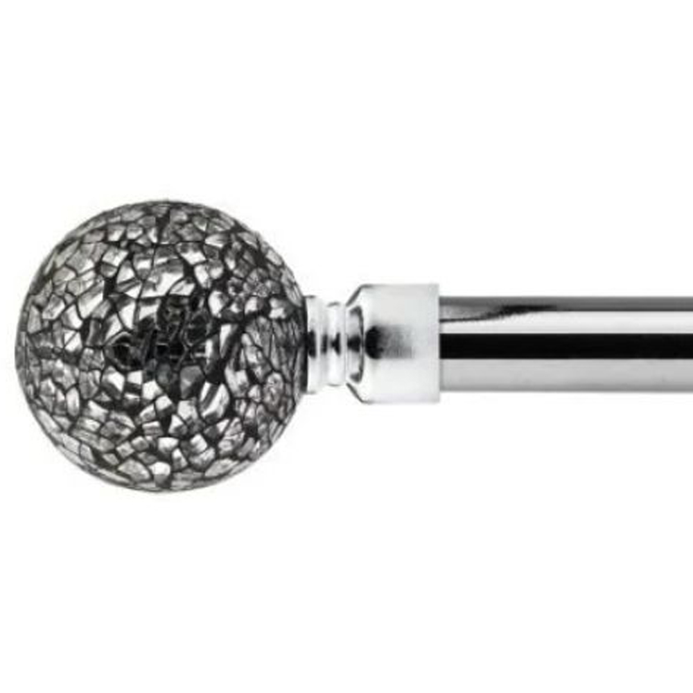 New Edge Blinds Mirrored 160-300cm Extendable Chrome Eyelet Metal Curtain Pole Set Image 1
