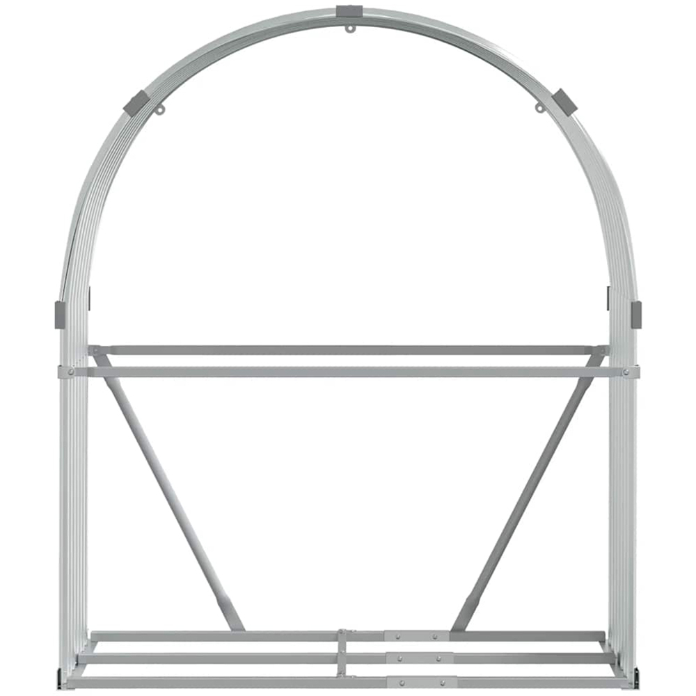 vidaXL Silver Galvanised Steel Firewood Log Holder 140 x 120 x 45cm Image 3