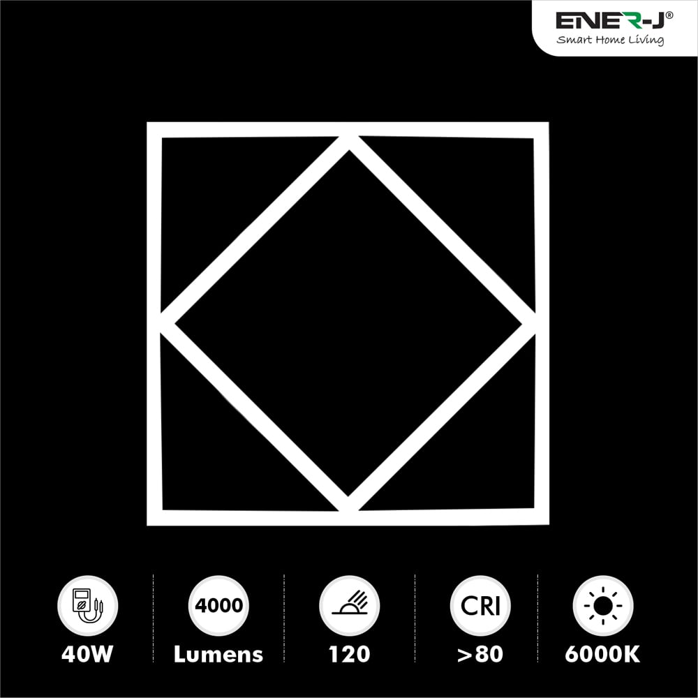 ENER-J 40W LED Diamond Ceiling Panel Light 6000K 60 x 60cm Image 4