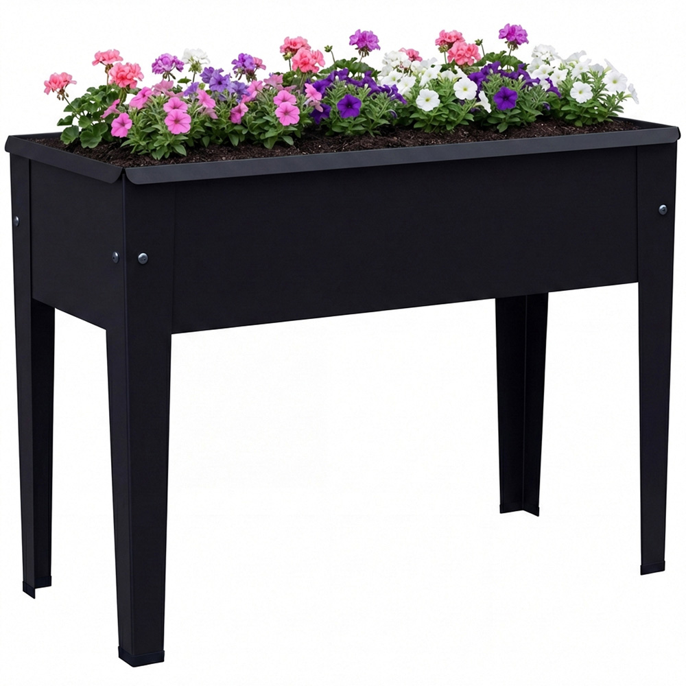 Outsunny Black Metal Raised Garden Bed 45 x 60 x 27cm Image 1