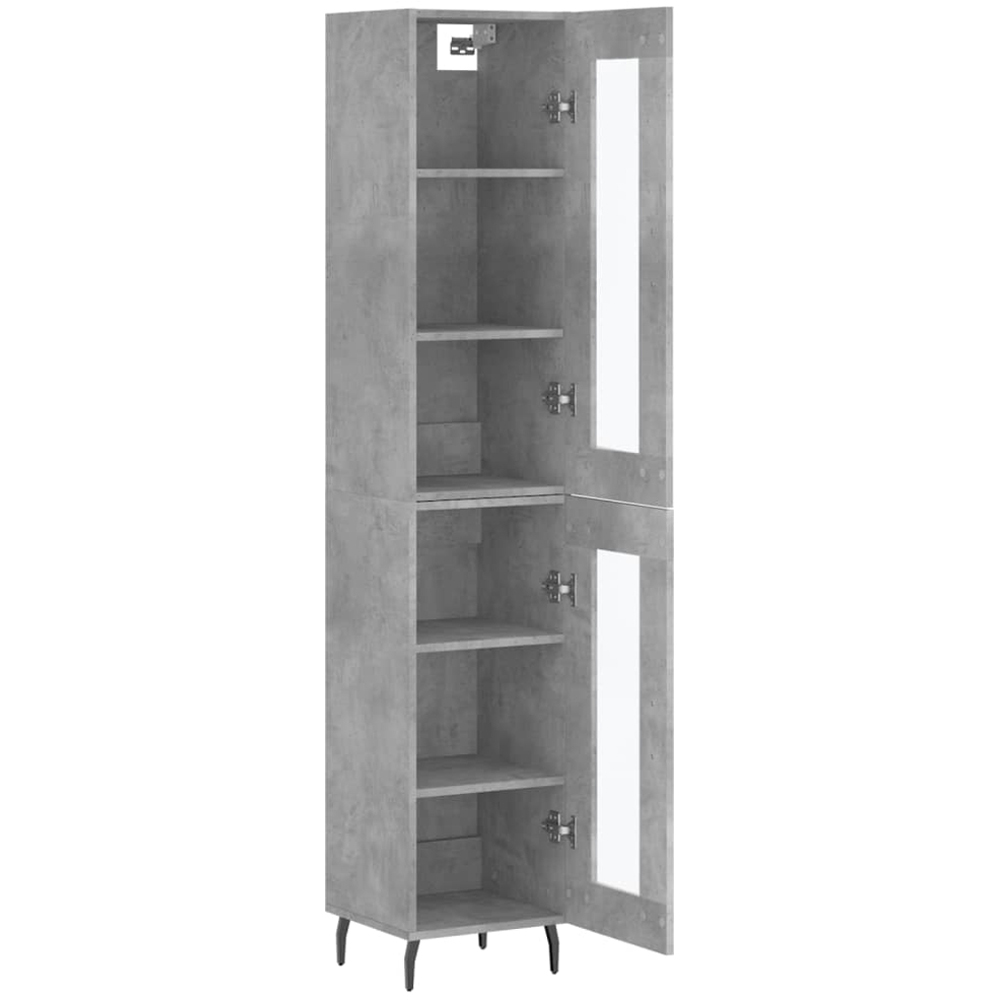 vidaXL 2 Glass Door Concrete Grey Highboard Image 4