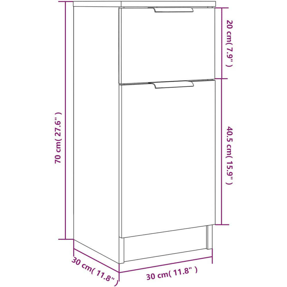 vidaXL Single Door Single Drawer White Sideboard Set of 2 Image 6
