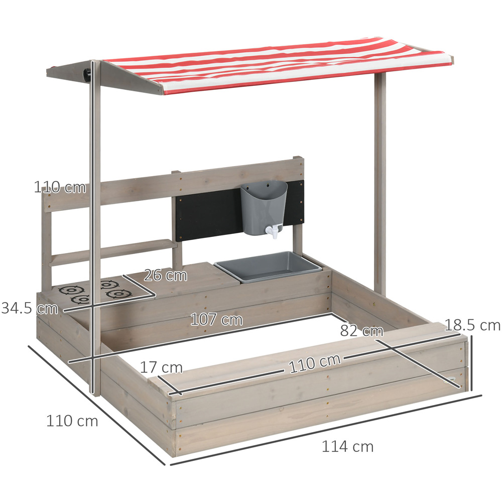 Outsunny Kids Wooden Sandbox with Canopy Image 7