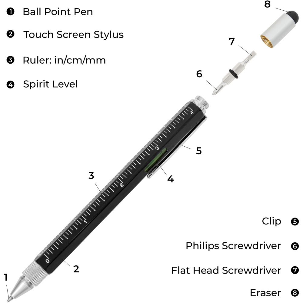 Global Gizmos 6 in 1 Tool Pen with Refills 2 Pack Image 3