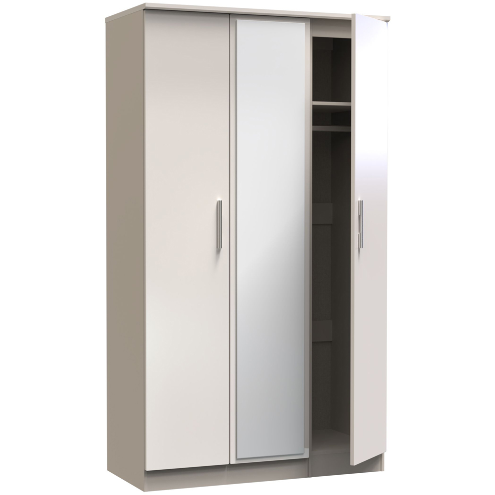 Crowndale Knightsbridge 3 Door Kashmir Gloss Mirror Wardrobe Ready Assembled Image 7