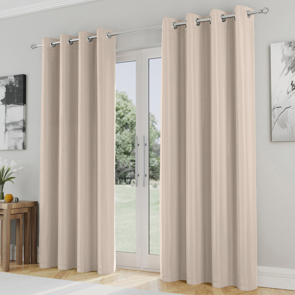Enhanced Living Supersoft Natural Blackout Eyelet Thermal Curtains 117 x 183cm Image 1