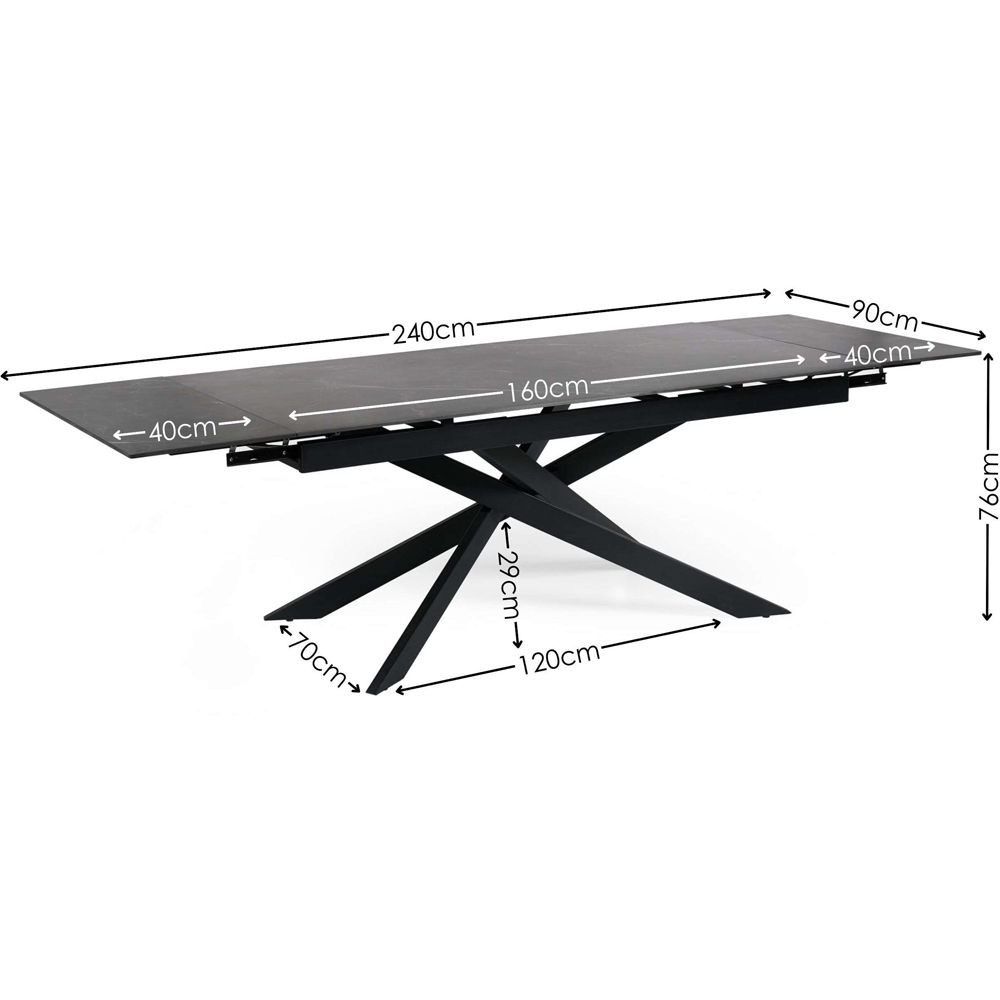 Julian Bowen Osaka 6 Seater 160-240cm Black Graphite Look Ceramic Top Extendable Dining Table Image 9