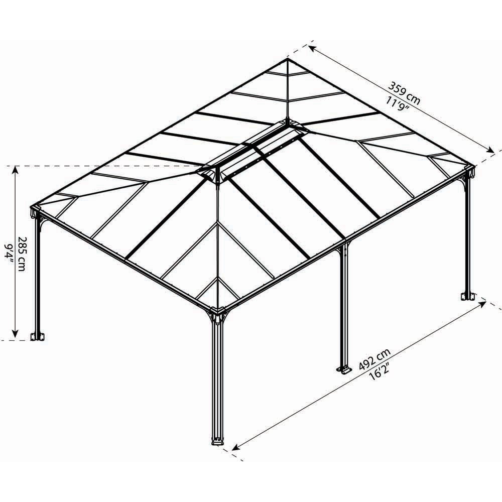 Palram Martinique 5000 4.9 x 3.5m Grey Bronze Garden Gazebo Image 5