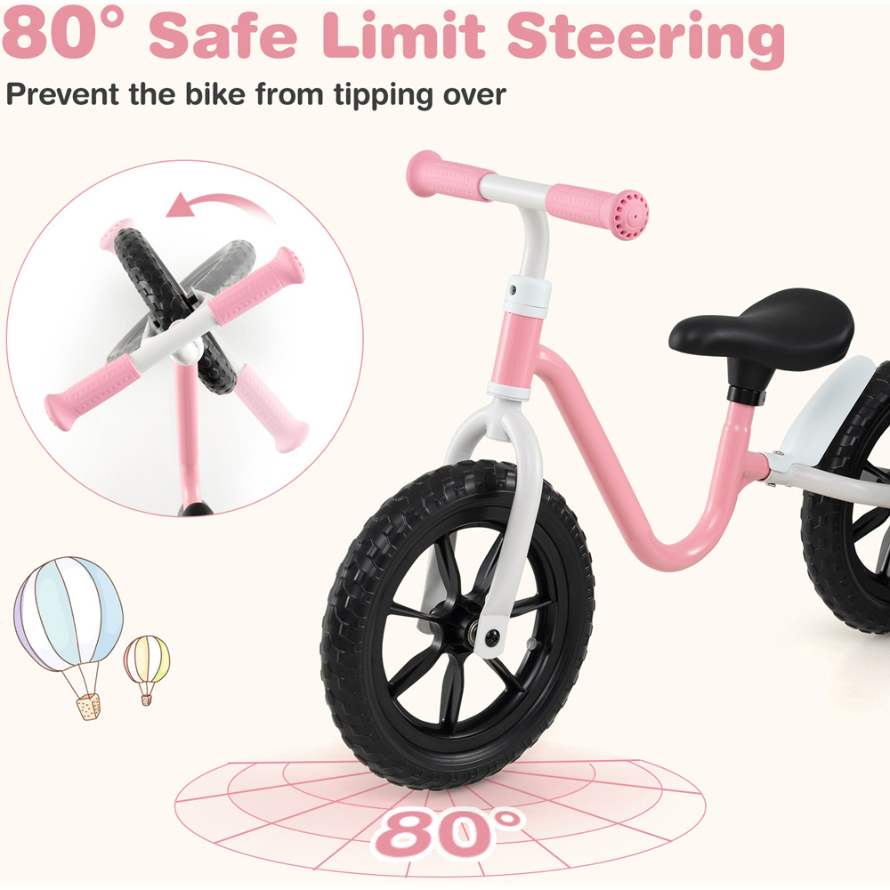 Costway 12 inch Kids Pink Balance Bike with Adjustable Handle and Seat Image 7