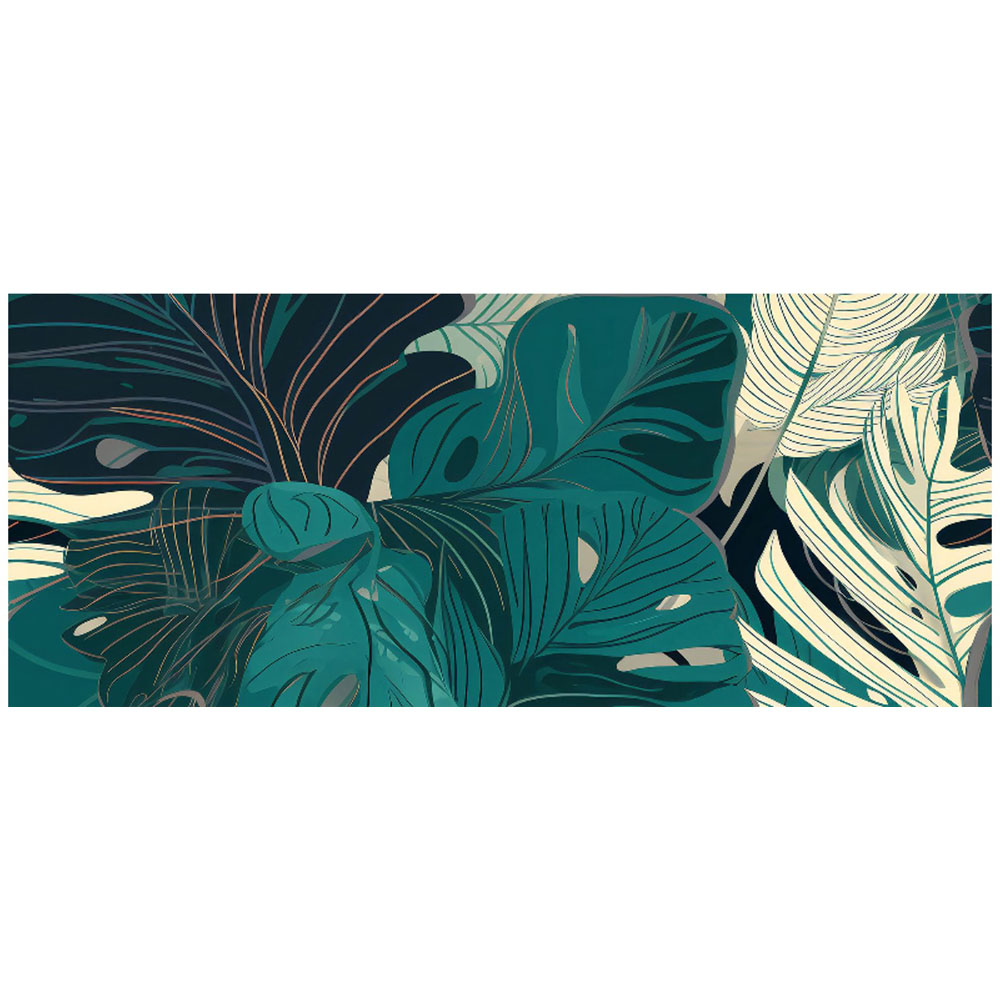 Warren Reed Designer Tropical Green Leaves Glass Bathroom Splashback 25 x 60cm Image 2