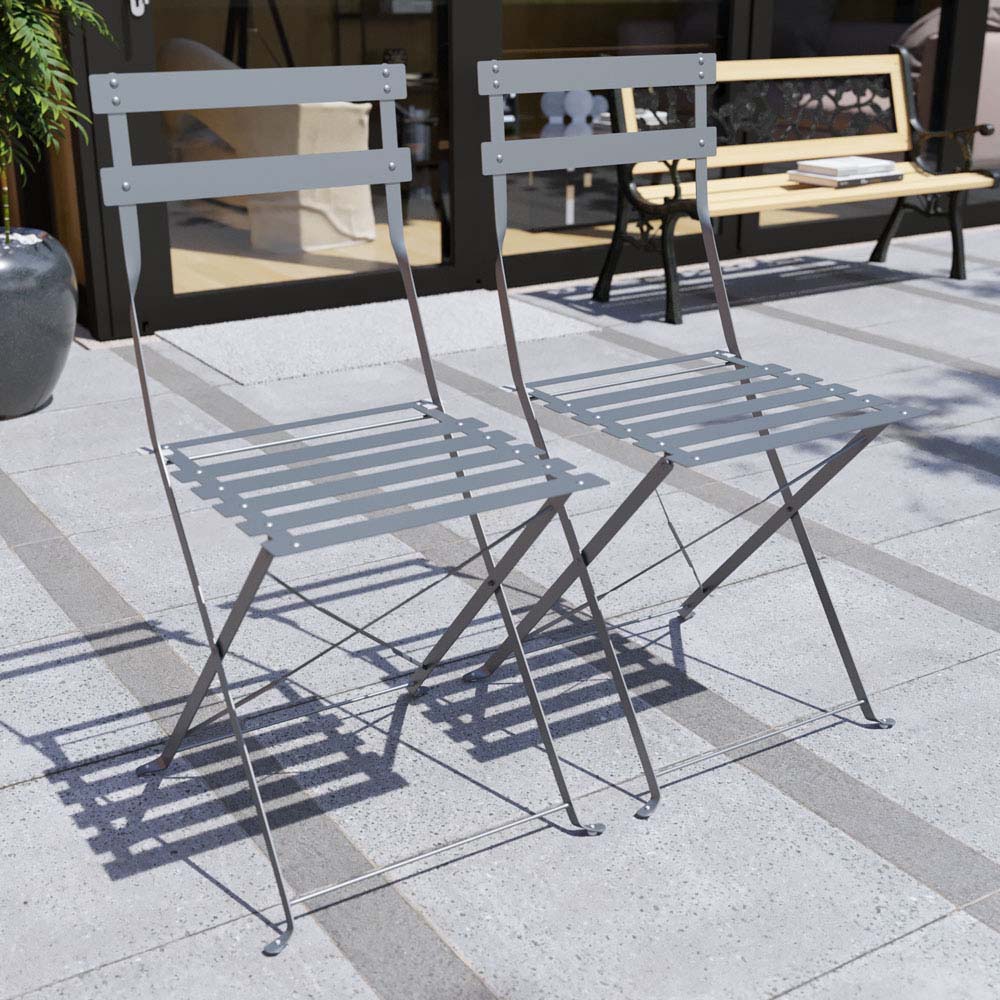 Garden Vida Porto Metal 2 Seater Bistro Set Dark Grey Image 5