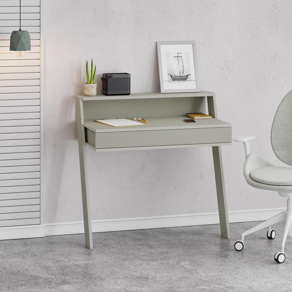 FWStyle Cowork Single Drawer Single Shelf Ash Green Wall Mounted Desk Image 5