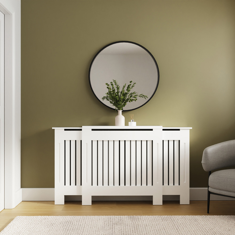 GFW Harrison White Open Slat Adjustable Radiator Cover Image 6