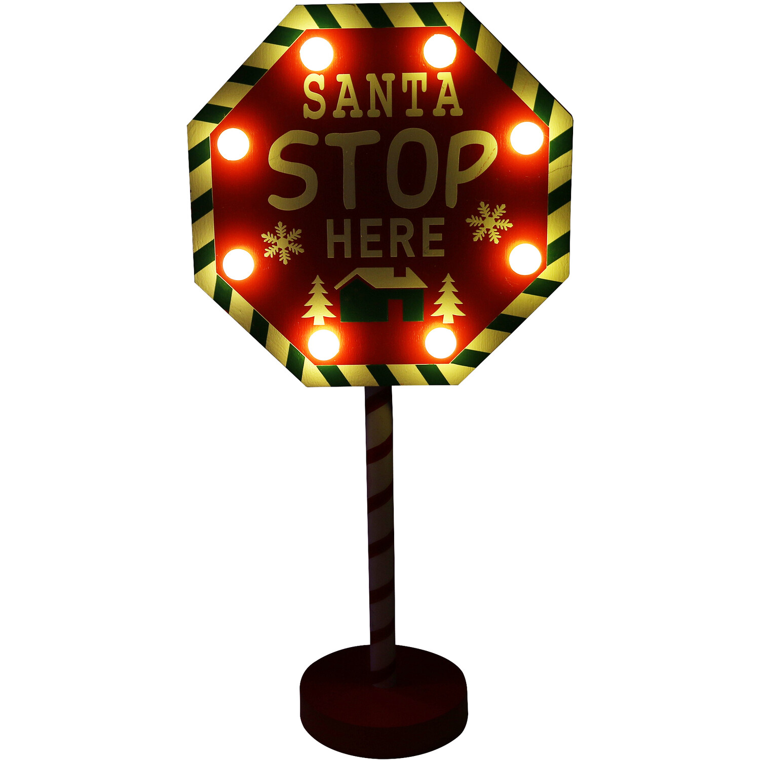 Santa Stop Here/Ho Ho Ho LED Signs - Red Image 2