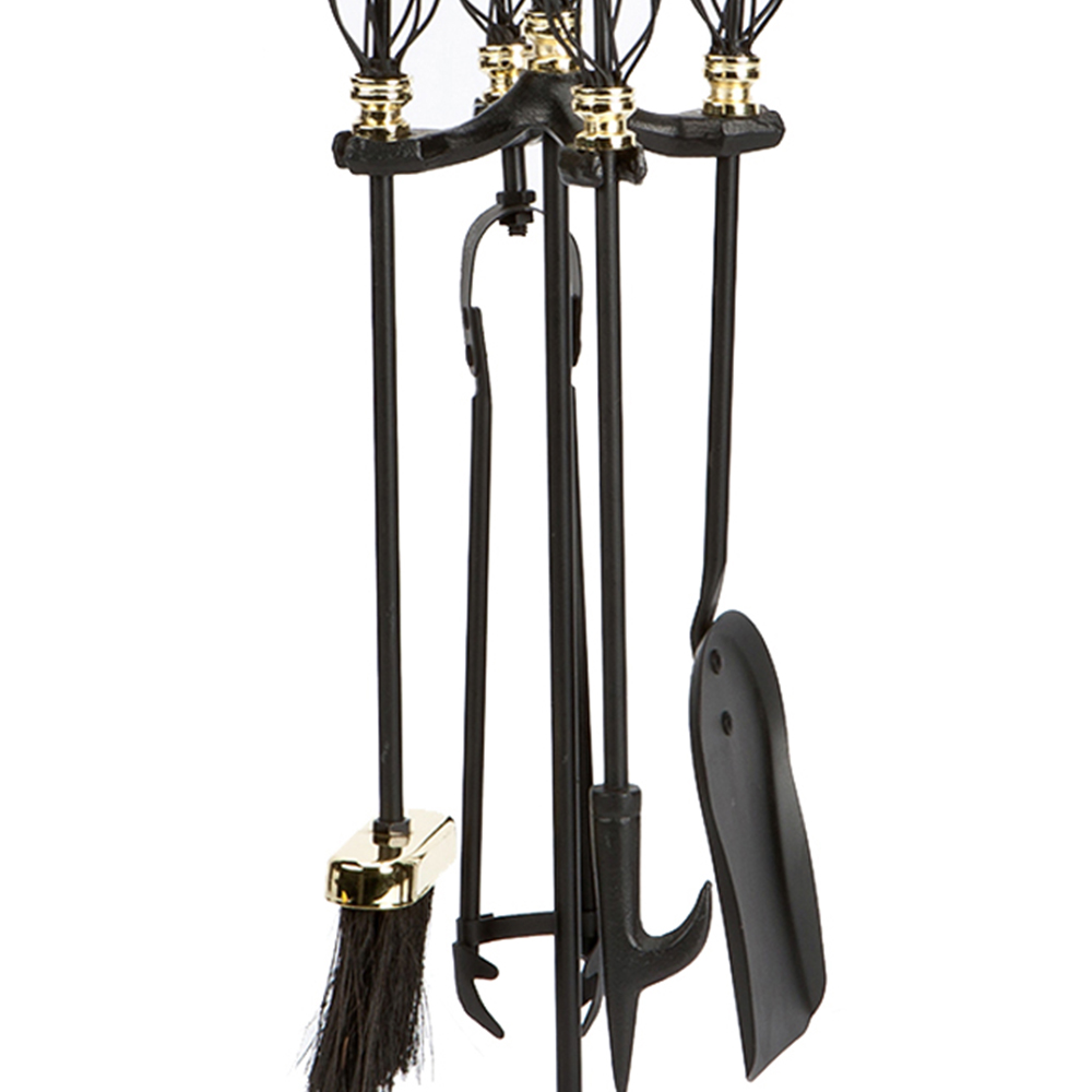 Inglenook Fireside 5 Piece Brass Spiral Fireside Companion Set Image 2