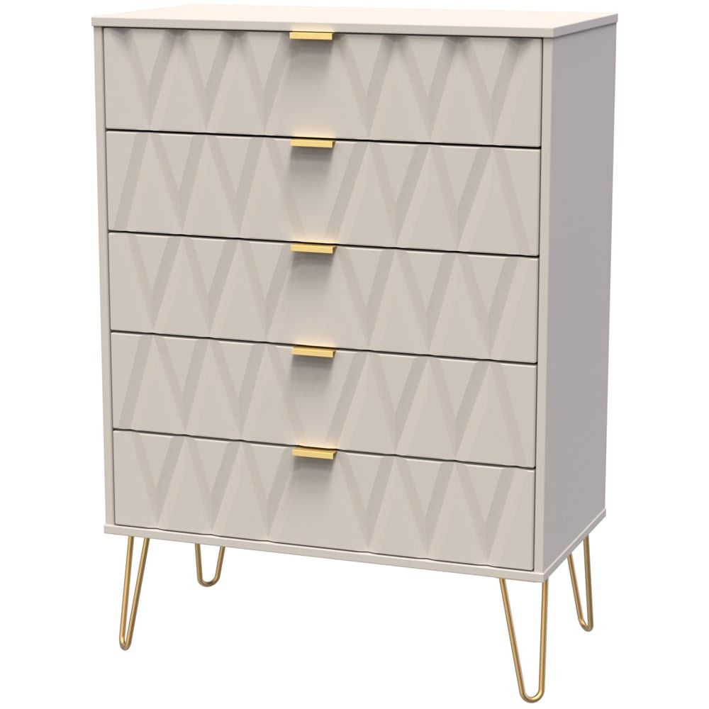 Crowndale Diamond 5 Drawer Matt Kashmir Chest of Drawers Image 2