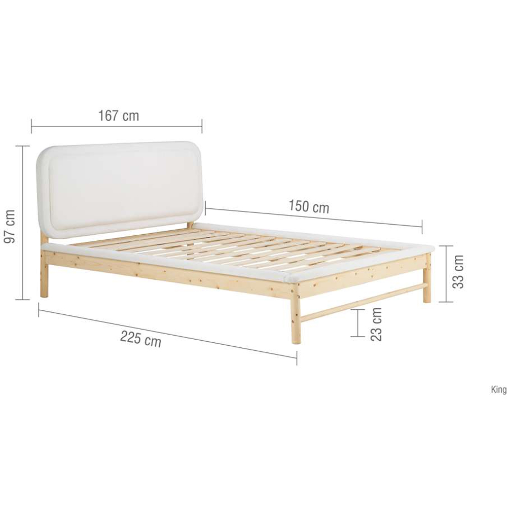 Birlea Emmi King Size White Fabric Bed with Headboard Image 9