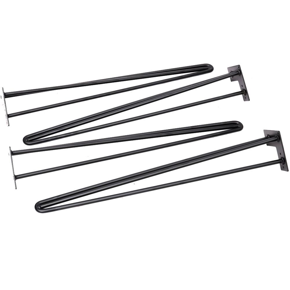 Living and Home 4 Pack Black Non Slip Metal Hairpin Table Legs 70cm Image 3