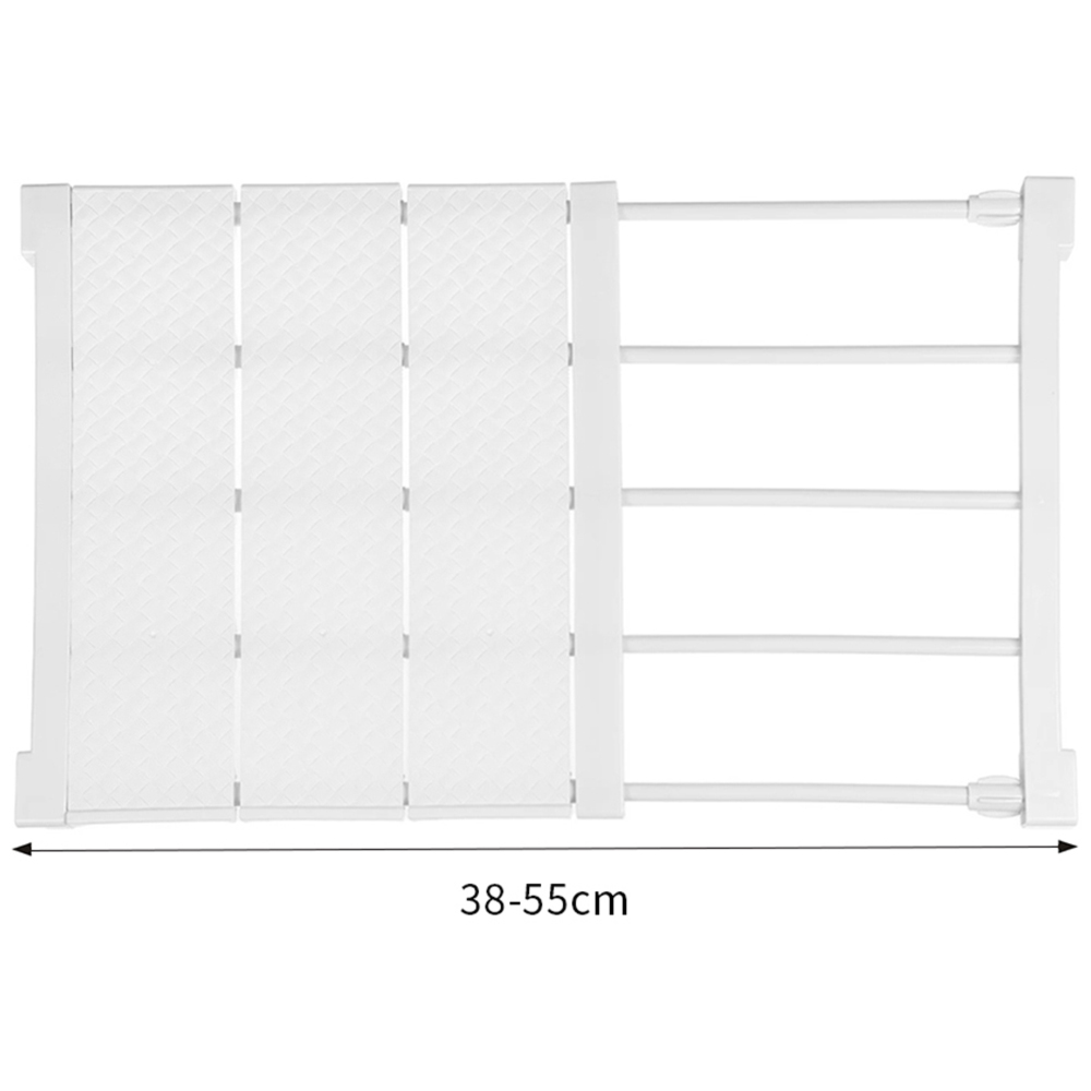 Living And Home CT0024 White Expandable Closet Shelf Divider With Rail 38-55cm Image 5