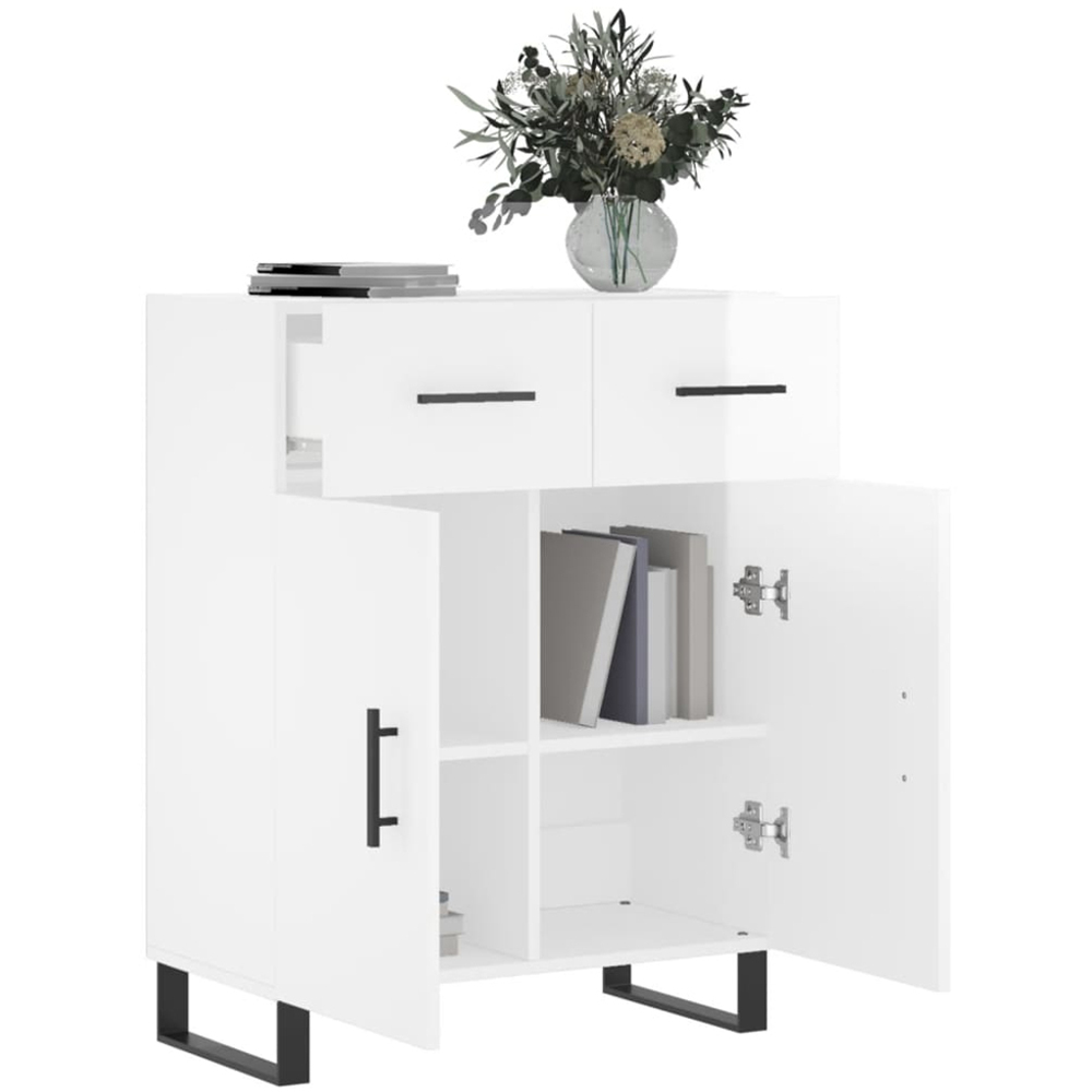 vidaXL 2 Door 2 Drawer High Gloss White Sideboard Image 4