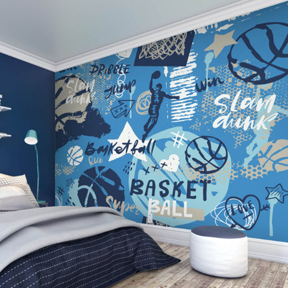 Origin Murals Graffiti Basketball Blue Wall Mural Image 1