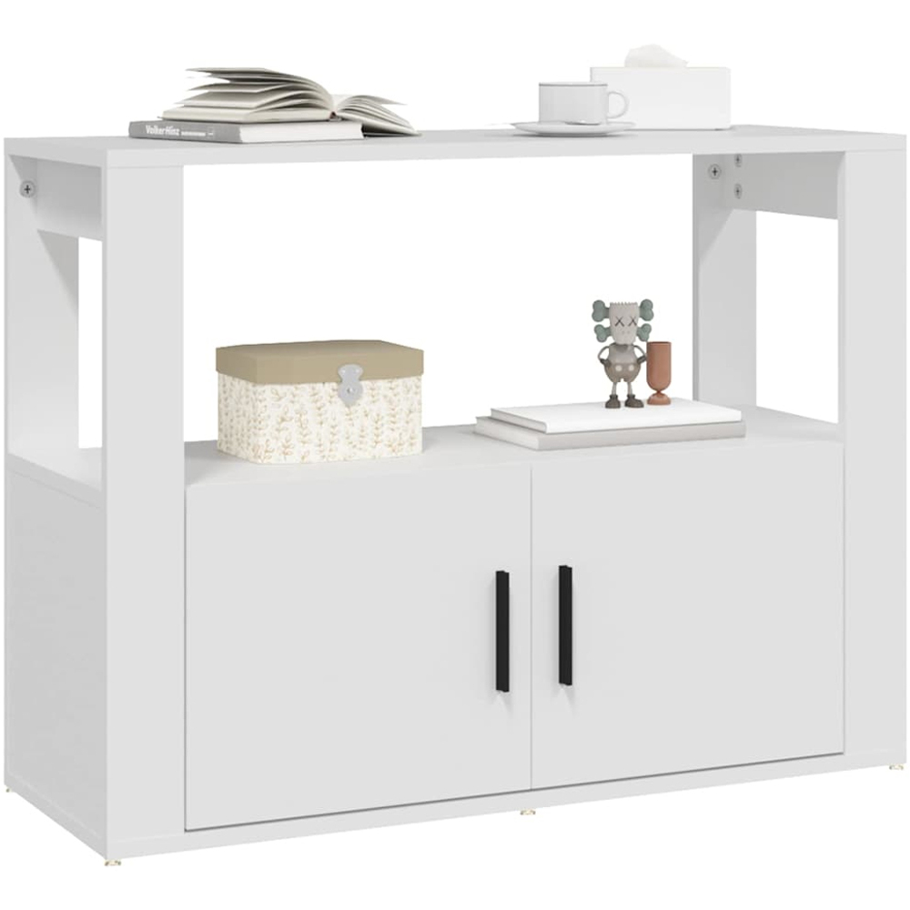 vidaXL 2 Door 2 Shelf White Sideboard Image 4