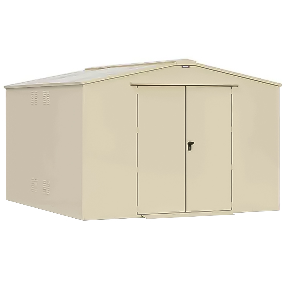 Asgard Garrison 10 x 11ft Double Door Cream High Security Apex Workshop Shed Image 1