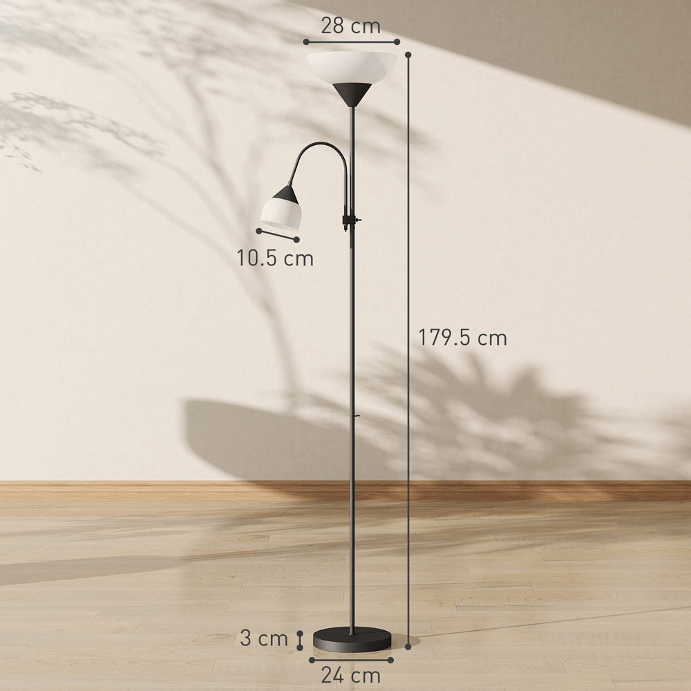 HOMCOM 2 Way Black Mother Child Floor Lamp with 3 Colour Temperatures Image 9