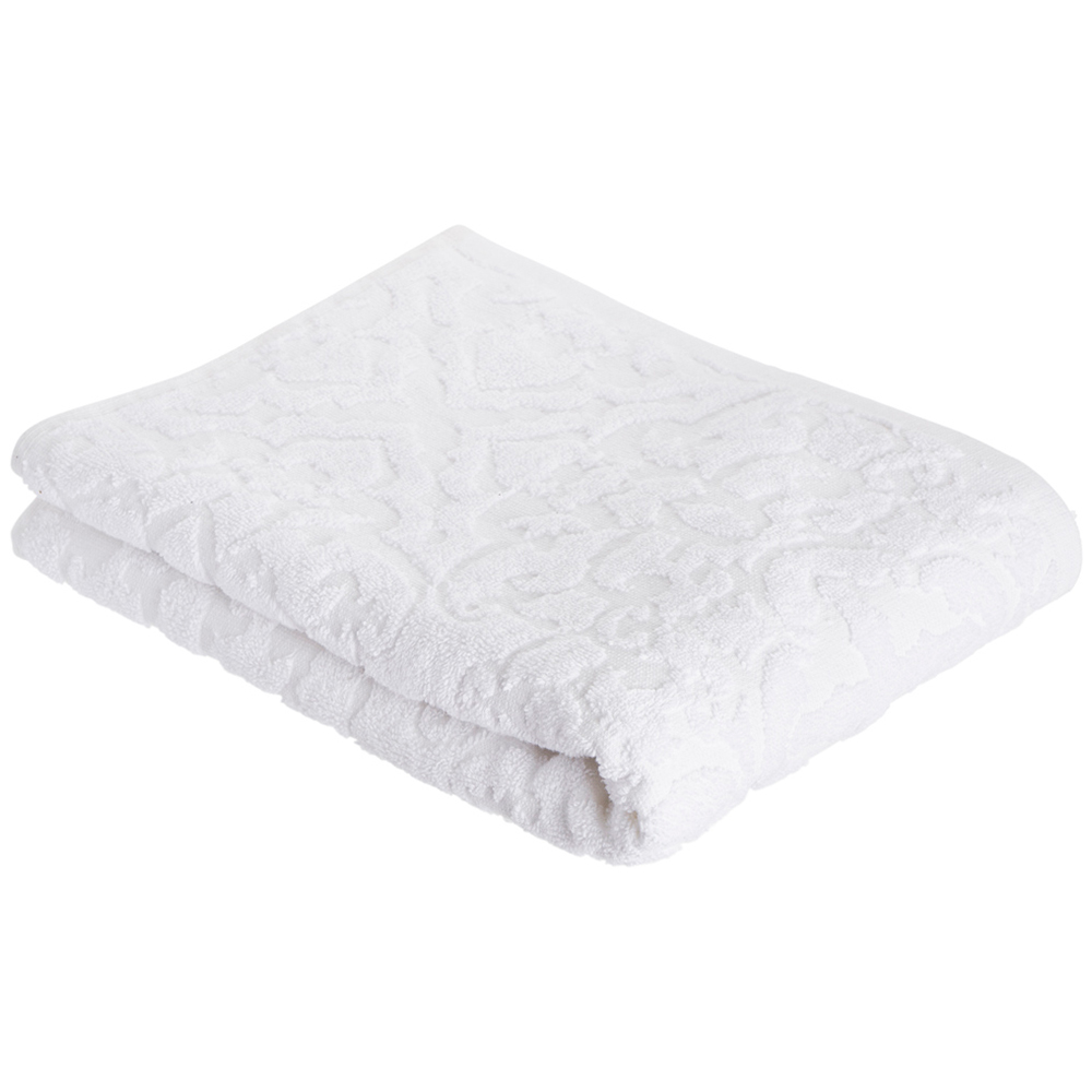 Wilko Jacquard Bath Towel White Image 1