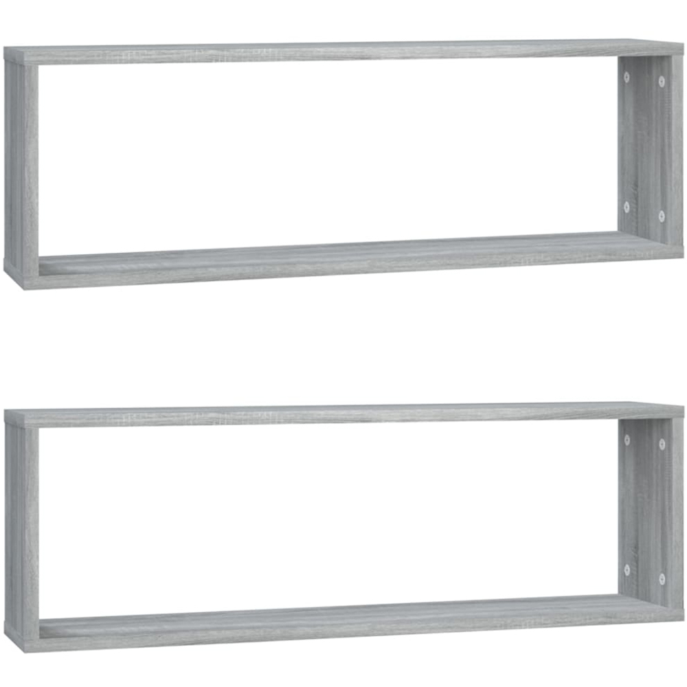 vidaXL 80 x 15 x 26.5cm Set of 2 Grey Sonoma Cube Wall Shelf Image 2